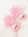 Flower & Faux Pearl Drop Earrings