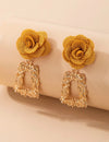 Flower Decor Textured Metal Drop Earrings Valentines