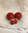 1pair Front-Back Design Faux Pearl Stud Earrings