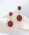 1pair Gold Plated Shiny Rhinestone & Pearl Bohemian Style Women Earrings