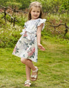 Kids EVRYDAY Young Girl Yellow Solid Color Sweet & Comfortable Holiday Dress With Stand Collar And Ruffled Sleeves For Summer