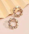 1pair Fashionable Exaggerated Round Crystal Inlaid Vintage Style Statement Earrings