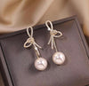 Crystal Bow Earrings Gold Bowknot Dangle Drop Earring Dainty