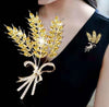 Rhinestone Wheat Design Brooch