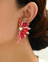 Sparkly Colorful Rhinestone Butterfly Wing Shaped Big Stud Earrings