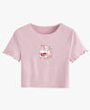 SweatyRocks Women's Graphic Print Round Neck T Shirt Short Sleeve Crop Tee top