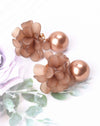 Flower & Faux Pearl Drop Earring