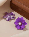 Rhinestone Decor Flower Design Stud Earrings