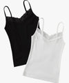 SweatyRocks Women's 2 Pack Lace Trim Tank Tops
