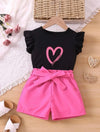 GIRLS Kids EVRYDAY Toddler Girls Heart Print Ruffle Trim Tee & Shorts