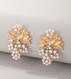 Imoli Faux Pearl & Leaf Decor Stud Earrings