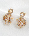 2pcs Fashionable Cubic Zirconia Flower Decor Stud Earrings Suitable For Daily Wear By Women
