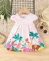 GIRLS Baby Girl Floral Print Plicated Detail Puff Sleeve Fold Pleated Detail Dress