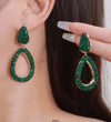 1pair Sparkling Geometric Water Drop Shape Zirconia Studded