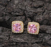 1 Pair Elegant Pink Cubic Zirconia Stud Earrings
