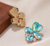 1pair Glamorous Rhinestone Heart Decor Stud Earrings For Women For Dating Gift