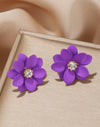 Rhinestone Decor Flower Design Stud Earrings