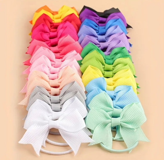 40pcs Elegant Solid Colour Bow Hair Ties for Girls