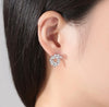 New Luxury White Gold Color Dazzling Marquise Cut Clear Cubic Zirconia Paved Olive Branch Circle Stud Earring for Women