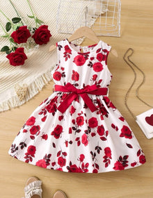  GIRLS Kids EVRYDAY Toddler Girls Floral Print Keyhole Back Belted Dress