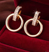 1pair Minimalist Circular Design Copper Drop Earrings