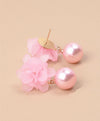 Flower & Faux Pearl Drop Earrings