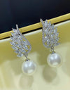 1 Pair Glamorous Cubic Zirconia & Faux Pearl Drop Earrings For Women