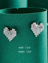 2pcs Fashionable Delicate Heart Shape Knot & Cubic Zirconia Stud Earrings