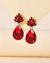 Luxurious European And American Style Flower Shaped Ear Studs, Red Waterdrop Shaped Dangle Earrings, Deluxe Earrings