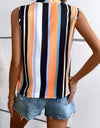 Striped Print Sleeveless Blouse