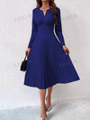 Privé Notched Neck Pleated Hem Dress