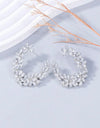 1pair Rhinestone Flower Shaped Earrings For Women