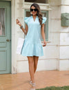 Flying Sleeve Dress With Ruffle Hem