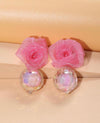 1pair Fashionable Flower Decor Bead Drop Earrings For Women