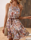 Paisley & Floral Print Ruffle Hem Cami Dress Without Belt