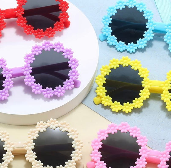 6pcs Trendy Flower Round Frame Fashion Glasses for boys and girls