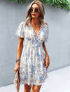 Ditsy Floral Print Lettuce Trim Dress