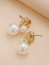 1pair Hollow Out Rose Design Faux Pearl Decoration Earrings