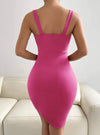 Solid Asymmetric Hem Bodycon Dress