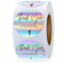  500pcs/roll Rainbow Laser Thank You Shopping Commercial Decorative Adhesive Sticker Labels