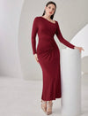 Women's Asymmetrical Neckline & Pleated Body Casual Dress