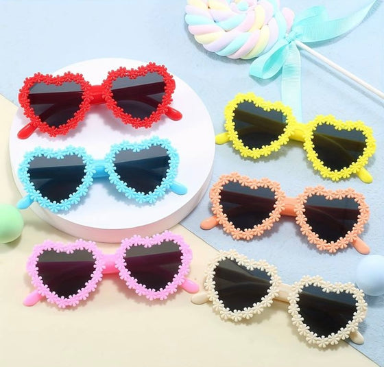 6pcs Trendy Flower heart Frame Glases Set for boys and girls