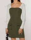 Color Block Cargo Pocket Dress