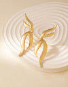 1pair Simple Fashionable Metallic Wing Design Stud Earrings