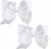 2Pcs/Pack White 8 Inch (20CM) Hair Bows Clips, Big Hair Bows for Girls Toddler Boutique Grosgrain Ribbon Big Large Bows Alligator Clips Kids Hair Accessories