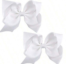  2Pcs/Pack White 8 Inch (20CM) Hair Bows Clips, Big Hair Bows for Girls Toddler Boutique Grosgrain Ribbon Big Large Bows Alligator Clips Kids Hair Accessories