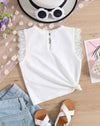 EZwear Young Girl Guipure Lace Panel Keyhole Back Tank Top