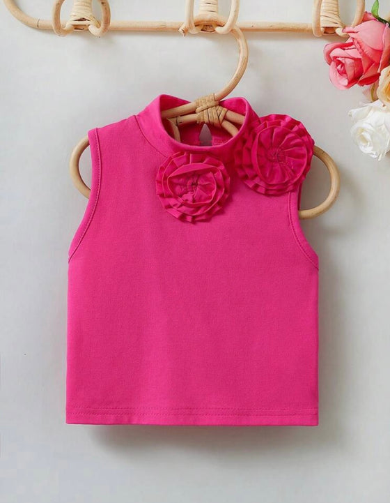 Toddler Girls Appliques Mock Neck Tank Top