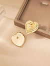 1pair Alloy Fashionable Asymmetric Heart Irregular Texture Minimalist Earrings