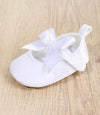 1 Pair Baby Girls' Solid Color Bow Knot Soft Fabric Shoes With Design, Suitable For Spring And Autumn, 0-4Months